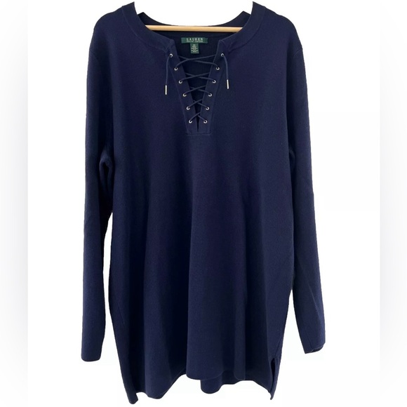 Lauren Ralph Lauren Navy Sweater 2X 100% Cotton - Picture 7 of 16